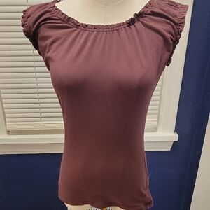 LOFT Rich Plum Short Sleeve Top